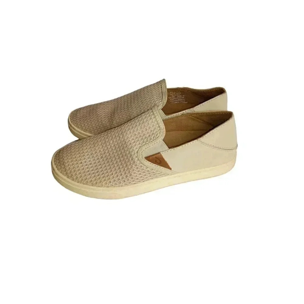 Olukai Peheua Womens Beige Comfort Shoes Casual Slip-On Mesh Rubber Size 6 - Picture 2 of 8